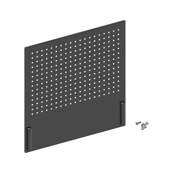 Perforated panel for mounting brackets for workshop trolleys
