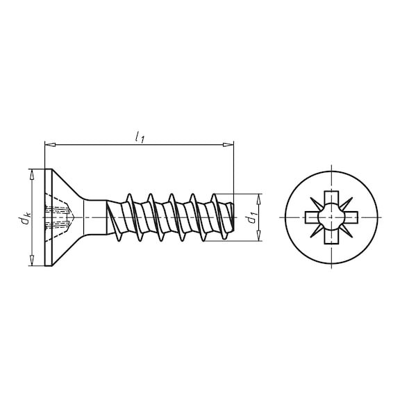 WÜPLAST<SUP>® </SUP>countersunk head screw with Z Phillips head - 2