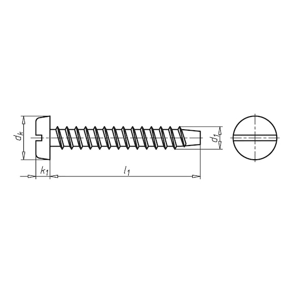 Zylinder-Blechschraube Form F mit Schlitz