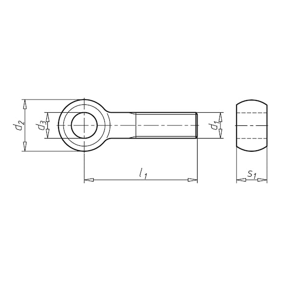 Eye bolt DIN 444, A2 stainless steel, plain, shape B - 2