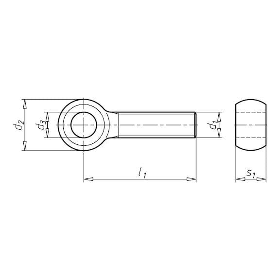 Augenschraube mit Vollgewinde DIN 444, Stahl 4.6, blank, Form LB - 2