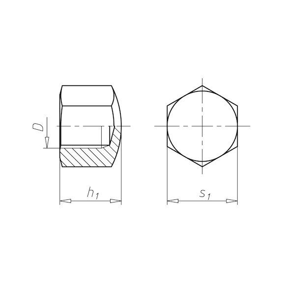 Ecrou borgne hexagonal forme basse DIN 917 inox A2 non allié DIN 917, acier inoxydable A2, brut - 2