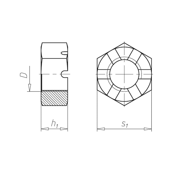 Ecrou à créneaux forme basse DIN 937 acier simple - 2