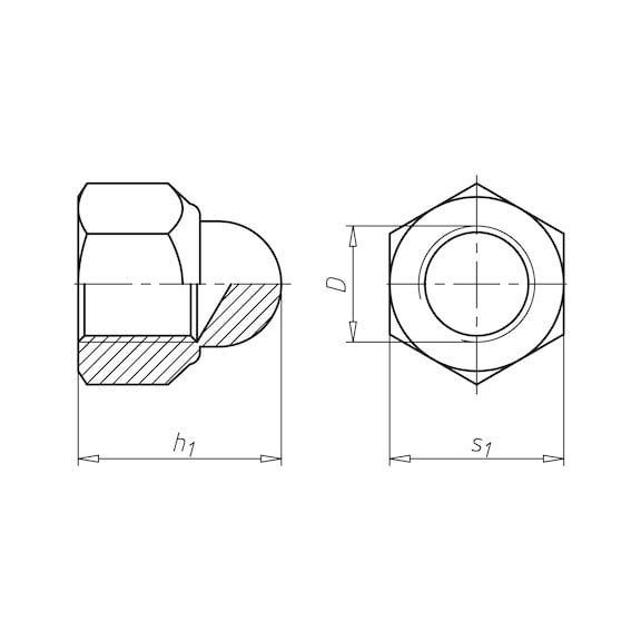 Hexagonal cap nut with clamping piece (non-metallic insert) - 2