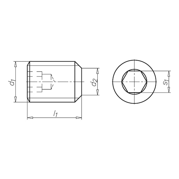 Gewindestift Innensechskant und Kegelstumpf ISO 4026 Stahl 8.8, blank - 2