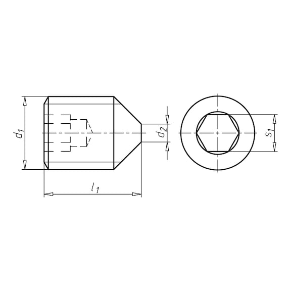 Draadstift met binnenzeskant en afgeplatte punt ISO 4027, RVS A4, 21H, blank - 2