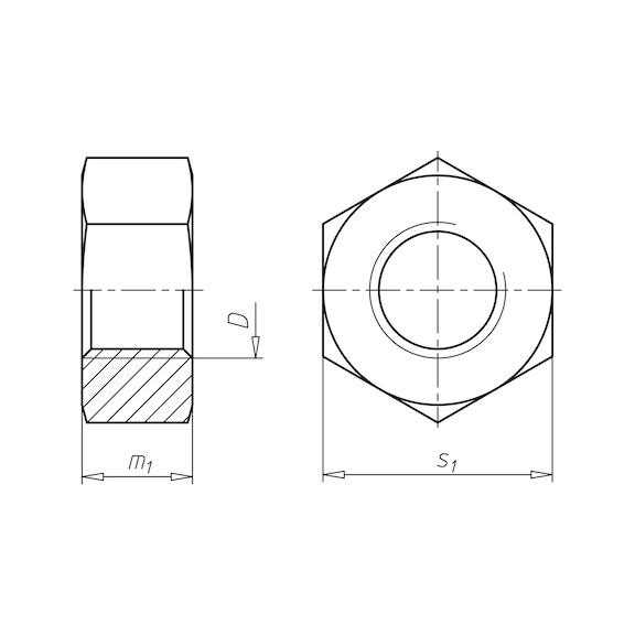 Hexagon nut, heavy-duty design, inch - 2