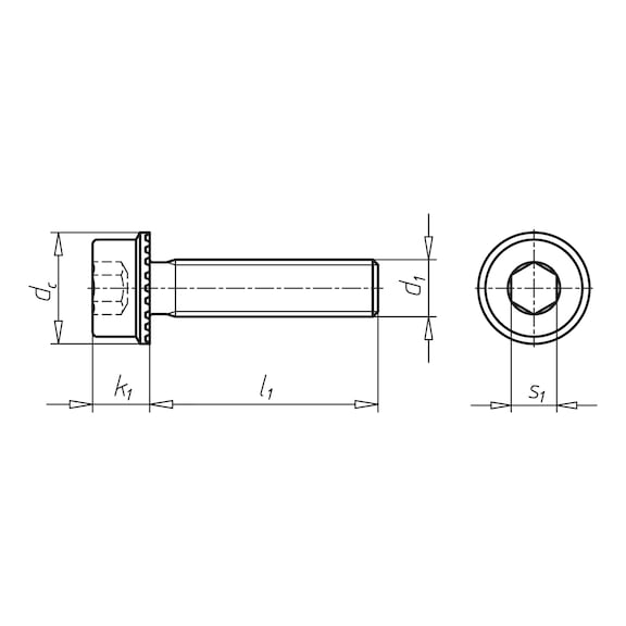 Gekartelde cilinderkopschroef met binnenzeskant - 2