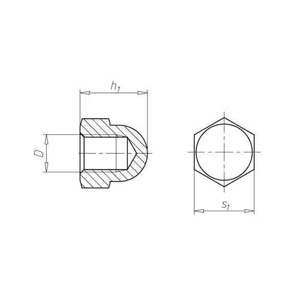 Ecrou hexagonal borgne forme haute DIN 1587 acier non allié 6 - 2