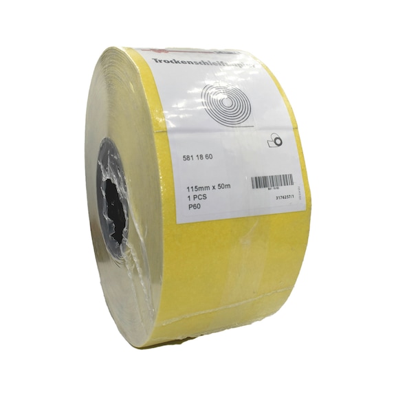 Sandpaper roll for render and wood - YELLOW ABRASIVE ROLL 115MMX50M P80