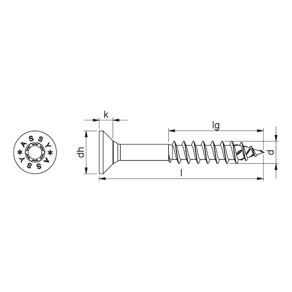 ASSY<SUP>®</SUP> 4 HCR 1.4539 CS stainless steel screw Stainless steel highly corrosion resistant 1.4539 plain partial thread countersunk head - 2