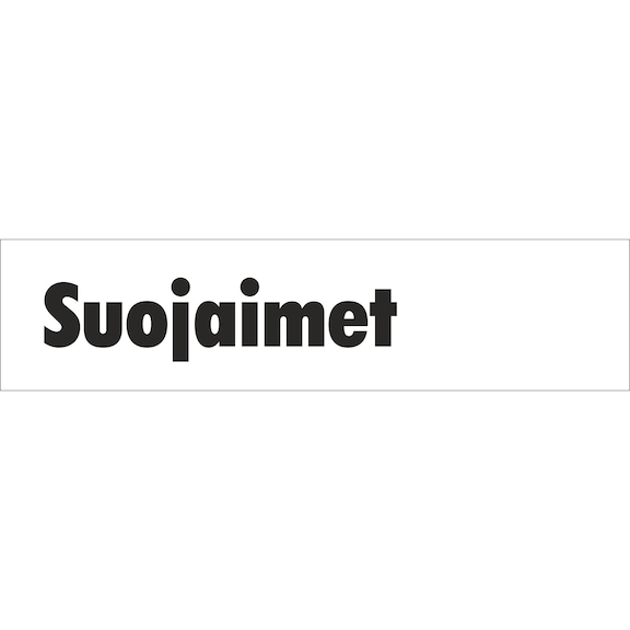"Suojaimet" (Personal Protective Equipment) door sticker