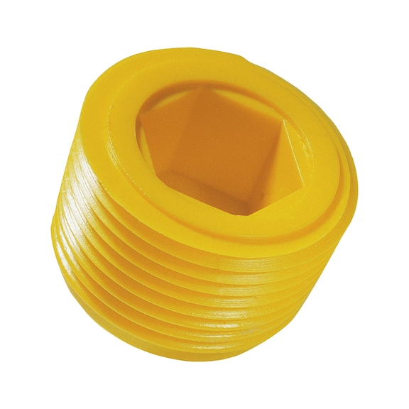 Threaded plug GPN 720, shape A Polyethylene (PE-LD), yellow - 1