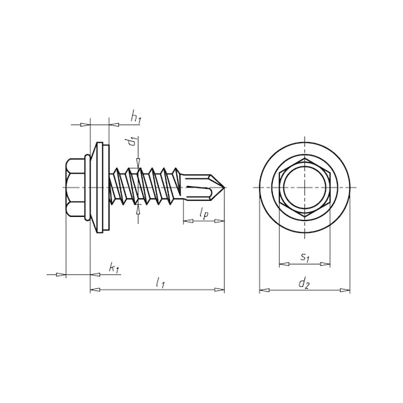 Drilling screw, hexagon head with sealing washer pias<SUP>®</SUP> - 2