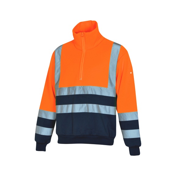 High visibility sweatshirt half zip bicolour - SWEATSHIRT HIVIS 1/2ZIP ORANGE/NAVY S