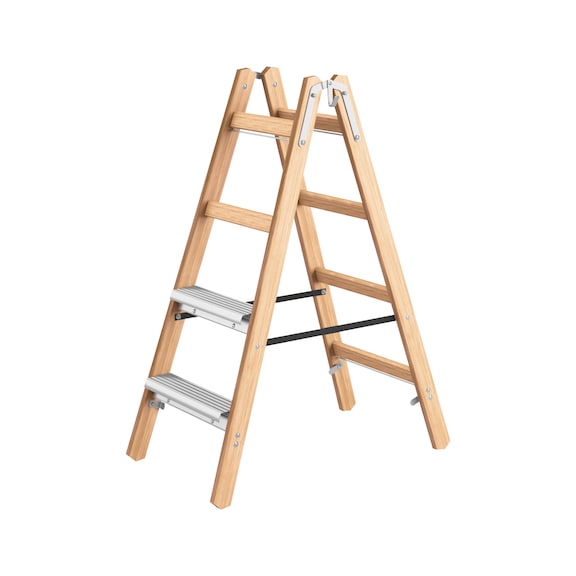 One-sided hybrid ladder - STANDLDR-HYBRID-2X4-(W.1SD-2ALU-STEP)
