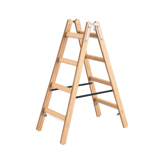 Wooden runged stepladder With hardwood rungs - STANDLDR-WO-2X4RUNGS