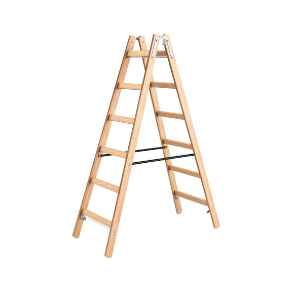 Wooden standing ladder with rungs