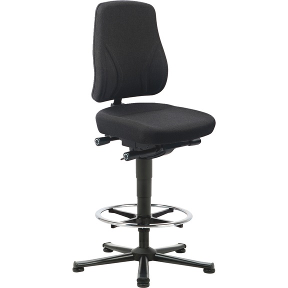 Swivel work chair all-in-one - ERGO-STUHL-ALLIN1-GL-F.RING-STOFF-SCHW