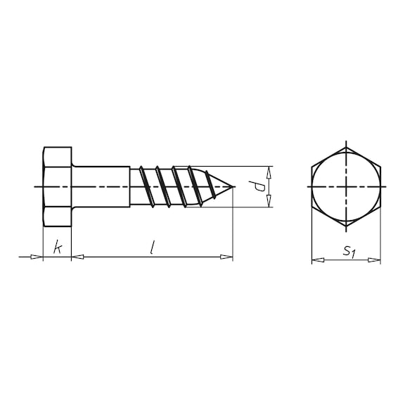 Wood screw, DIN 571 A2 Hexagon head - 2