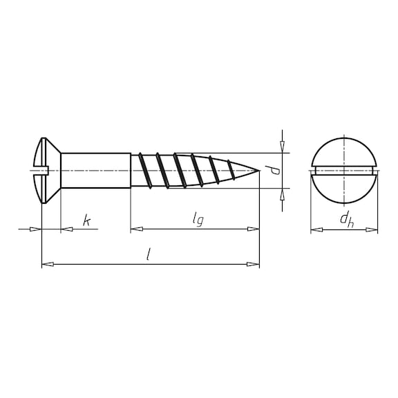 Holzschraube DIN 95 Messing Linsensenkkopf mit Schlitz - 2