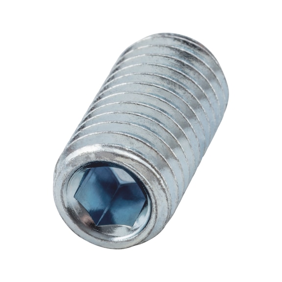 Hexagon socket set screw with pin ISO 4028, steel, 45H, zinc-plated, blue passivated (A2K) - 3