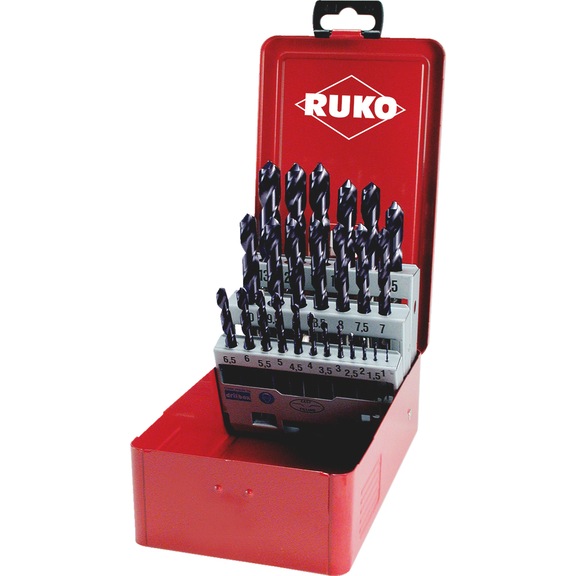 Twist drill bit, metal assortment/set 25&nbsp;pieces Ruko 215215F HSCo DIN 338 - DRL-RUKO-215215F-DIN338-TIALN-(1-13)