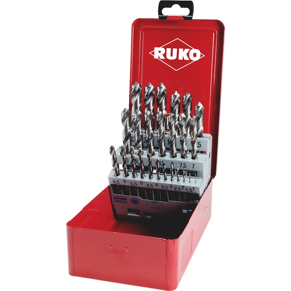 Twist drill bit, metal assortment/set 25&nbsp;pieces Ruko 214215 HSS-G DIN 338