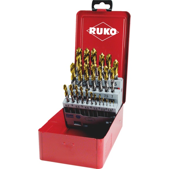 Twist drill HSS-G DIN 338 sort 25pcs 2501215T Ruko - DRL-RUKO-2501215T-DIN338-TIN-(1-13)