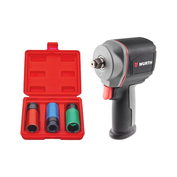 1/2 inch impact wrench with impact socket set 4 pieces - SET-DSS1/2IN-PREM.COMPT+IMPSKTWRNCH-3PCS