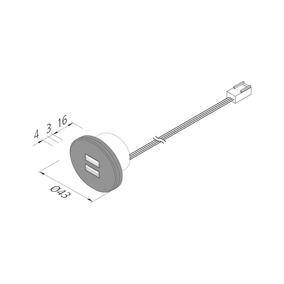 USB-Doppelsteckdose 24V aus Kunststoff im runden Design - 2