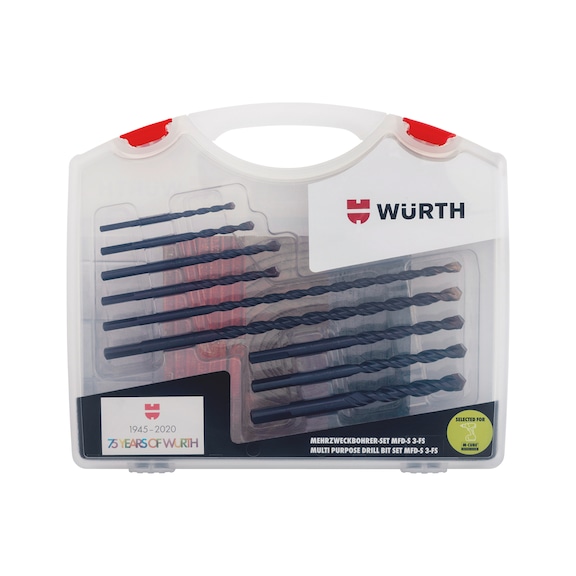 Multi-purpose drill bit multipack MFD-S 3-surface shaft - 75 years of Würth 9&nbsp;pieces - 5