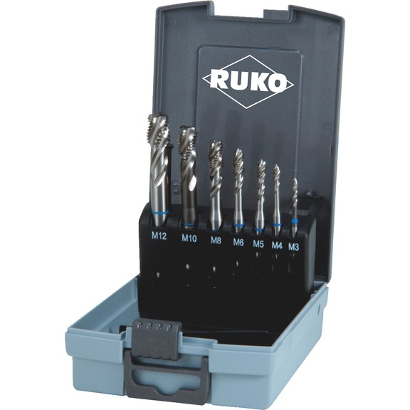 Machine screw tap set/kit 7 pieces Ruko HSS plain blind hole - MATAP-RUKO-245058RO-HSS-M3-M12