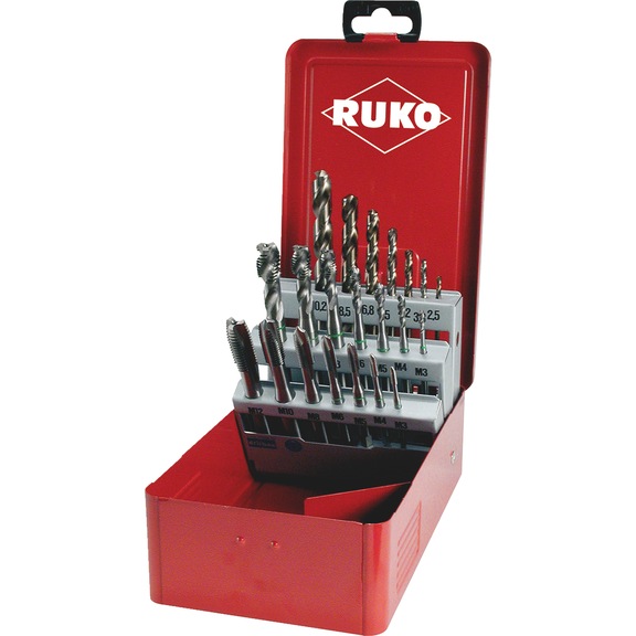 Gewindebohrer Maschine Sortiment/Set 21-teilig Ruko HSCo BLK Grundloch/Durchgangsloch - BO-MG-RUKO-245054-CO5-M3-M12