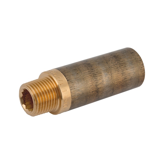 Red brass extensions With DVGW (German Technical and Scientific Association for Gas and Water) GW 393 approval (sizes from ½ inch x 17.5 mm) - EXT-REDBRASS-1/2ZOX65MM