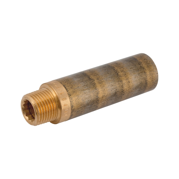 Red brass extensions With DVGW (German Technical and Scientific Association for Gas and Water) GW 393 approval (sizes from ½ inch x 17.5 mm) - EXT-REDBRASS-1/2ZOX80MM