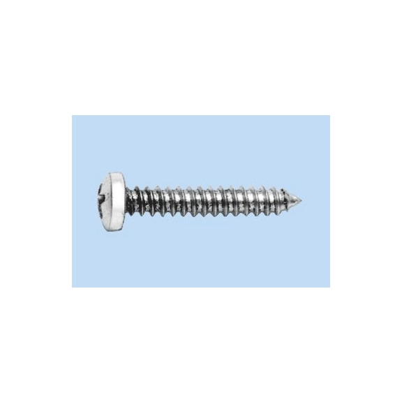 Round head tapping screw, shape C, H recessed head DIN 7981, steel, nickel-plated (E2J), round head, PH drive, shape C - SCR-PANHD-DIN7981-C-H2-(E2J)-4,2X13