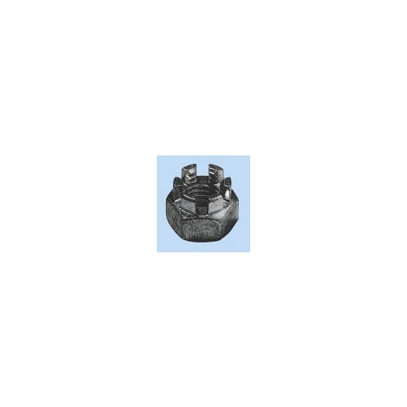 Castellated nut, low profile with fine thread DIN 937, steel 17H/22H, zinc-plated, blue passivated (A2K) - NUT-CASTLE-DIN937-17H-WS65-(A2K)-M42X1,5