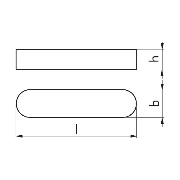 Passfeder niedrige Form DIN 6885 Form B Stahl C45K blank - PASSFED-DIN6885-C45K-B-10X6X40