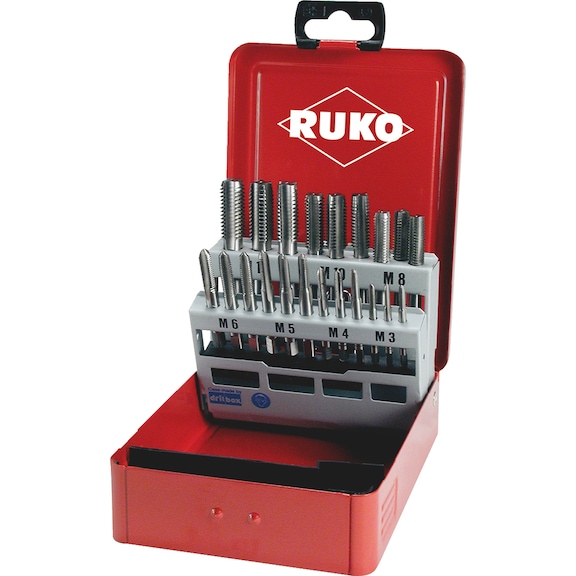 Manual screw tap, assortment 21-piece Ruko hand tap cassette HSS DIN 352