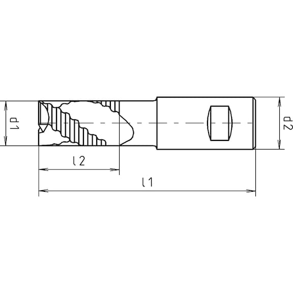 HPT-Schrupp-Schaftfräser, DIN 844K, kurz, zentrumschneidend - 2