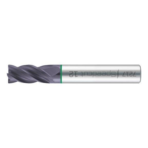 Solid carbide end mill Speedcut-Universal, DIN 6527L, long, four-lipped drill, uneven angle of twist gradient  - 1