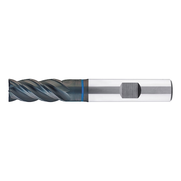 Solid carbide end mill, DIN 6527L, long, optional, four-lipped drill, uneven angle of twist gradient - 1