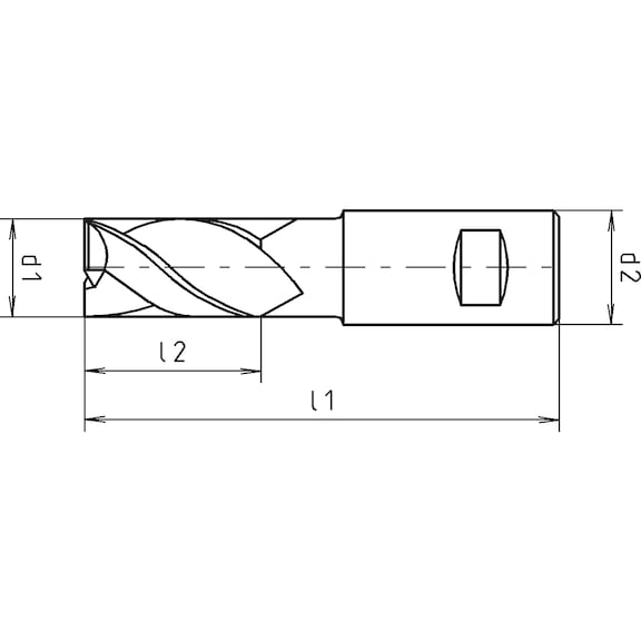 Schaftfräser HSS-Co8, DIN 844K, kurz, zentrumschneidend - 2