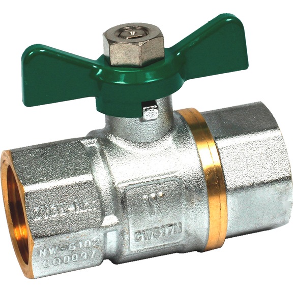 Ball valve brass F/F DVGW water w/ wing handle - BALV-DVGW-TW-WNGHND-IT/IT-MS-VCR-G1 1/4