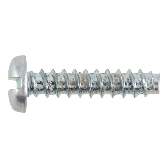 Cylinder tapping screw, shape F with slot DIN 7971, steel, zinc-plated, blue passivated (A2K), shape F - 1