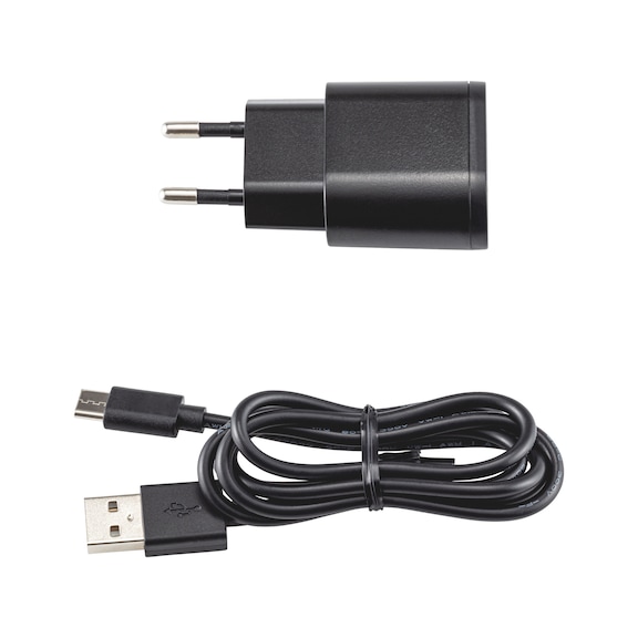 Power plug 5 V/2 A  with USB socket - PWRPLG-USB-PLG/C-GREY-5W-5V/2A