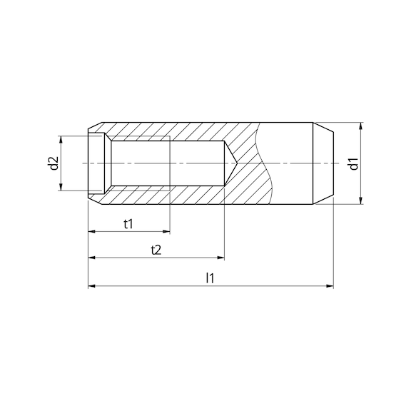Spina cilindrica, filetto femmina, non temprata ISO 8733, acciaio inox 1.4305 - 2