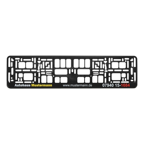 Number plate holder, Basixx completely printed - NPH-COMPL-PLT/STR-3COL-BASIXX-520MM