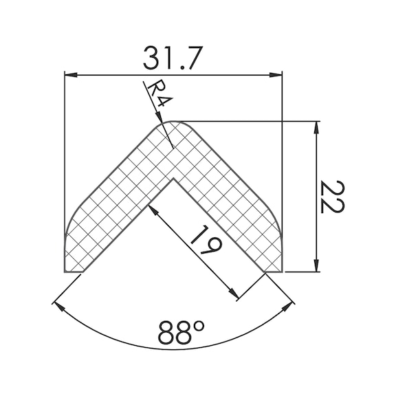 Profilé d'avertissement et de protection carré/carré Pour angles de 90° - 2
